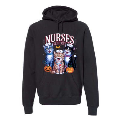 Nurses Night Out Halloween Cats Funny Nurse Costume Premium Hoodie