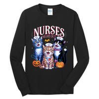 Nurses Night Out Halloween Cats Funny Nurse Costume Tall Long Sleeve T-Shirt