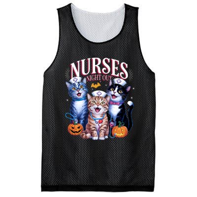 Nurses Night Out Halloween Cats Funny Nurse Costume Mesh Reversible Basketball Jersey Tank