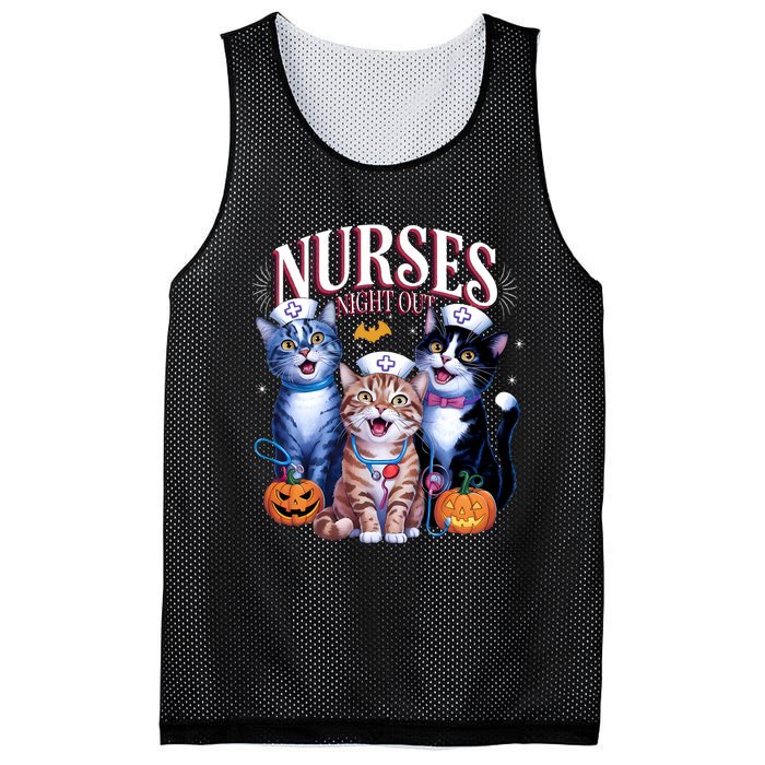 Nurses Night Out Halloween Cats Funny Nurse Costume Mesh Reversible Basketball Jersey Tank