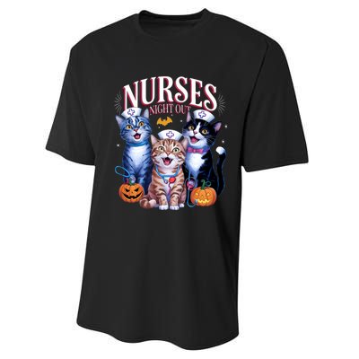 Nurses Night Out Halloween Cats Funny Nurse Costume Performance Sprint T-Shirt