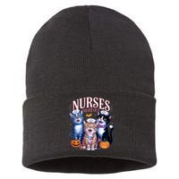 Nurses Night Out Halloween Cats Funny Nurse Costume Sustainable Knit Beanie