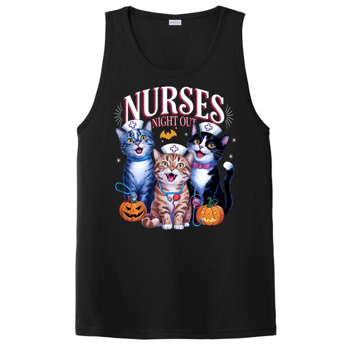 Nurses Night Out Halloween Cats Funny Nurse Costume PosiCharge Competitor Tank