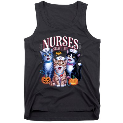 Nurses Night Out Halloween Cats Funny Nurse Costume Tank Top