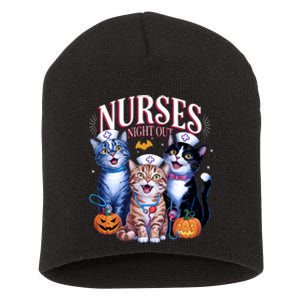 Nurses Night Out Halloween Cats Funny Nurse Costume Short Acrylic Beanie