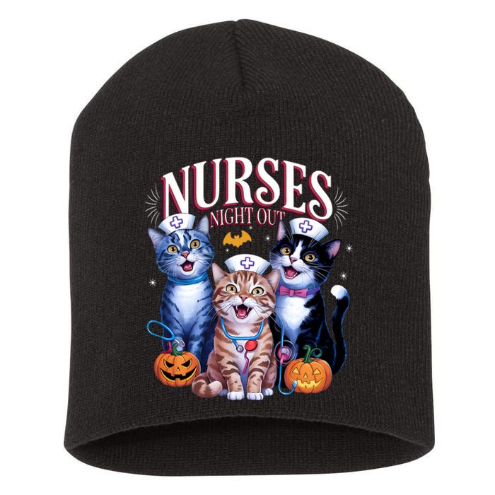 Nurses Night Out Halloween Cats Funny Nurse Costume Short Acrylic Beanie