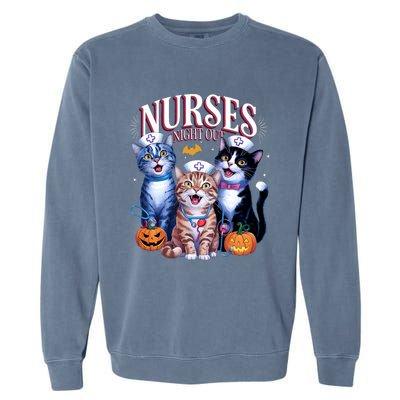 Nurses Night Out Halloween Cats Funny Nurse Costume Garment-Dyed Sweatshirt