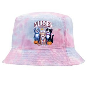 Nurses Night Out Halloween Cats Funny Nurse Costume Tie-Dyed Bucket Hat