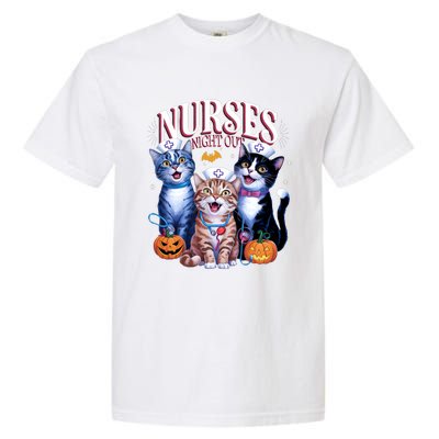 Nurses Night Out Halloween Cats Funny Nurse Costume Garment-Dyed Heavyweight T-Shirt