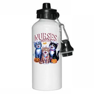 Nurses Night Out Halloween Cats Funny Nurse Costume Aluminum Water Bottle