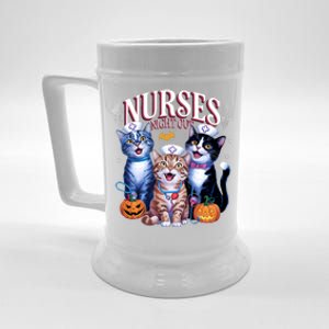 Nurses Night Out Halloween Cats Funny Nurse Costume Beer Stein