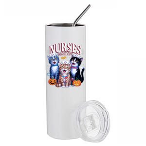 Nurses Night Out Halloween Cats Funny Nurse Costume Stainless Steel Tumbler