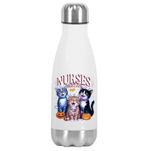 Nurses Night Out Halloween Cats Funny Nurse Costume Stainless Steel Insulated Water Bottle