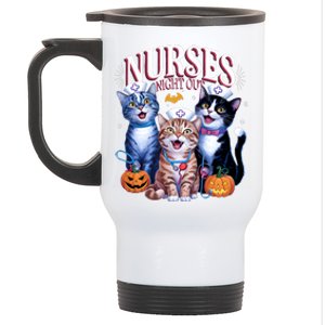 Nurses Night Out Halloween Cats Funny Nurse Costume Stainless Steel Travel Mug