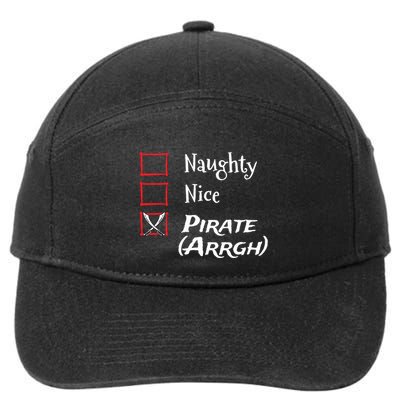 Naughty Nice Pirate Argh Funny Christmas List 7-Panel Snapback Hat
