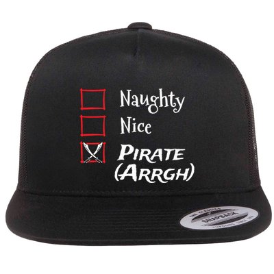 Naughty Nice Pirate Argh Funny Christmas List Flatbill Hat