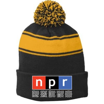 NPR National Public Radio Stripe Pom Pom Beanie