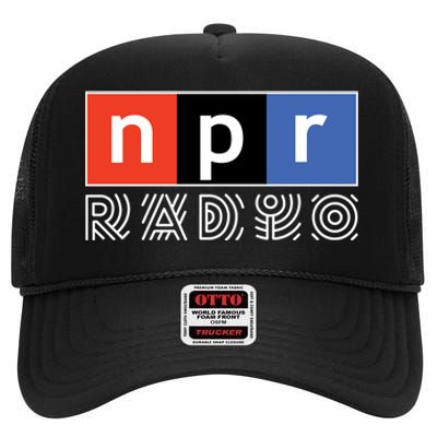 NPR National Public Radio High Crown Mesh Back Trucker Hat