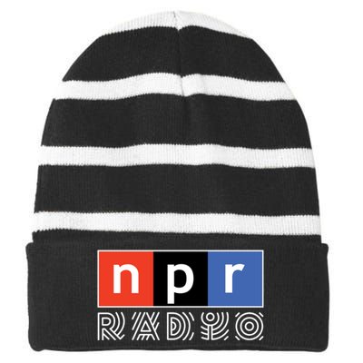 NPR National Public Radio Striped Beanie with Solid Band