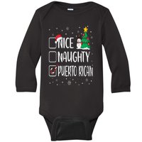 Nice Naughty Puerto Rican Christmas Puerto Rico Heritage Baby Long Sleeve Bodysuit