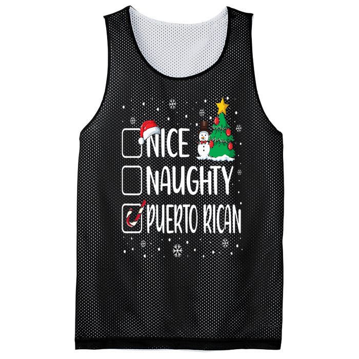 Nice Naughty Puerto Rican Christmas Puerto Rico Heritage Mesh Reversible Basketball Jersey Tank