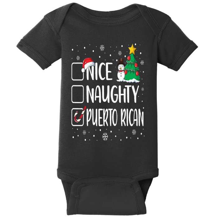 Nice Naughty Puerto Rican Christmas Puerto Rico Heritage Baby Bodysuit