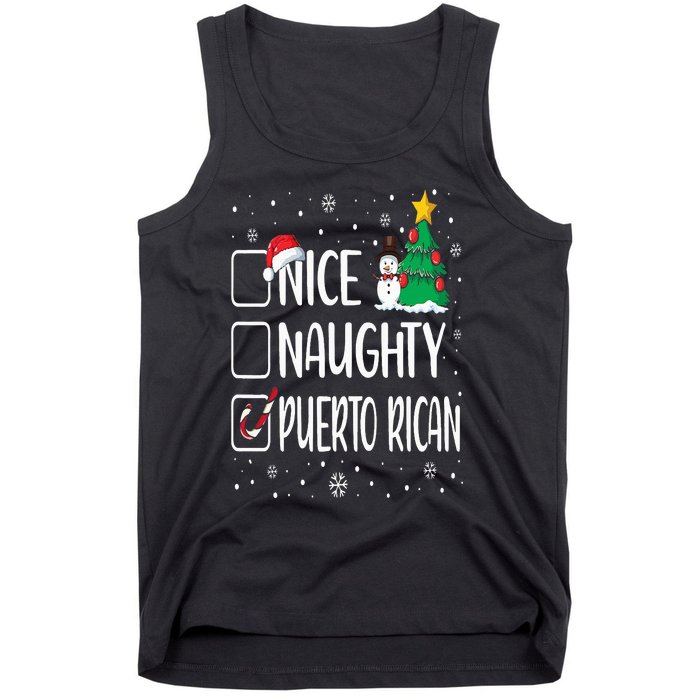 Nice Naughty Puerto Rican Christmas Puerto Rico Heritage Tank Top