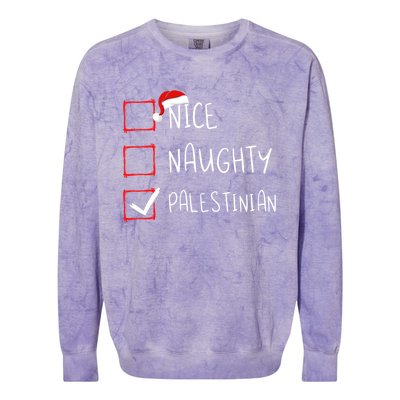 Nice Naughty Palestinian Christmas Palestine Heritage Roots Great Gift Colorblast Crewneck Sweatshirt