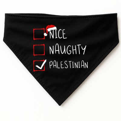 Nice Naughty Palestinian Christmas Palestine Heritage Roots Great Gift USA-Made Doggie Bandana