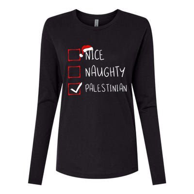 Nice Naughty Palestinian Christmas Palestine Heritage Roots Great Gift Womens Cotton Relaxed Long Sleeve T-Shirt