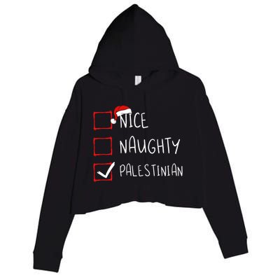 Nice Naughty Palestinian Christmas Palestine Heritage Roots Great Gift Crop Fleece Hoodie