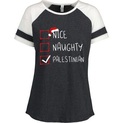 Nice Naughty Palestinian Christmas Palestine Heritage Roots Great Gift Enza Ladies Jersey Colorblock Tee