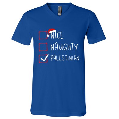 Nice Naughty Palestinian Christmas Palestine Heritage Roots Great Gift V-Neck T-Shirt