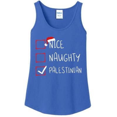 Nice Naughty Palestinian Christmas Palestine Heritage Roots Great Gift Ladies Essential Tank