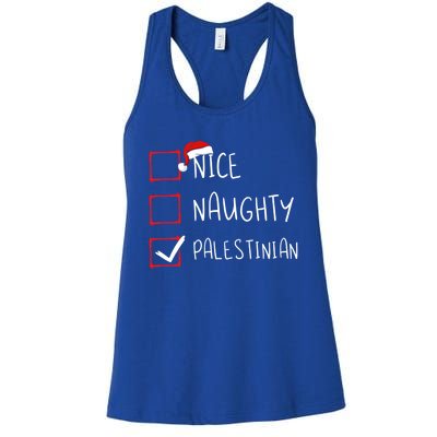 Nice Naughty Palestinian Christmas Palestine Heritage Roots Great Gift Women's Racerback Tank