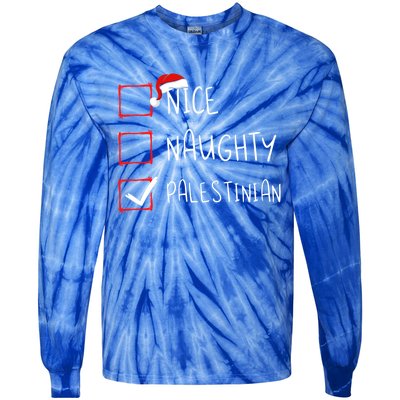 Nice Naughty Palestinian Christmas Palestine Heritage Roots Great Gift Tie-Dye Long Sleeve Shirt