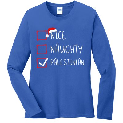 Nice Naughty Palestinian Christmas Palestine Heritage Roots Great Gift Ladies Long Sleeve Shirt