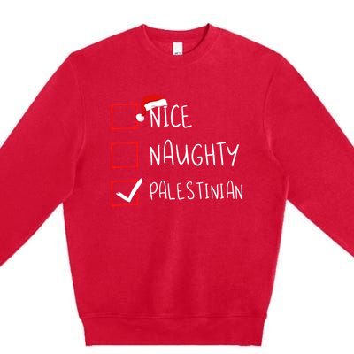 Nice Naughty Palestinian Christmas Palestine Heritage Roots Great Gift Premium Crewneck Sweatshirt