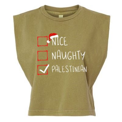 Nice Naughty Palestinian Christmas Palestine Heritage Roots Great Gift Garment-Dyed Women's Muscle Tee