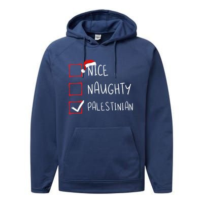 Nice Naughty Palestinian Christmas Palestine Heritage Roots Great Gift Performance Fleece Hoodie