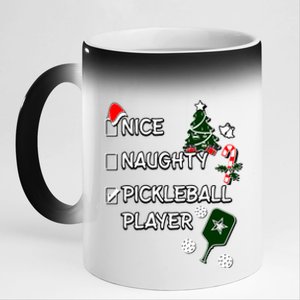 Nice Naughty Pickleball Player Christmas List Santa Claus Gift 11oz Black Color Changing Mug