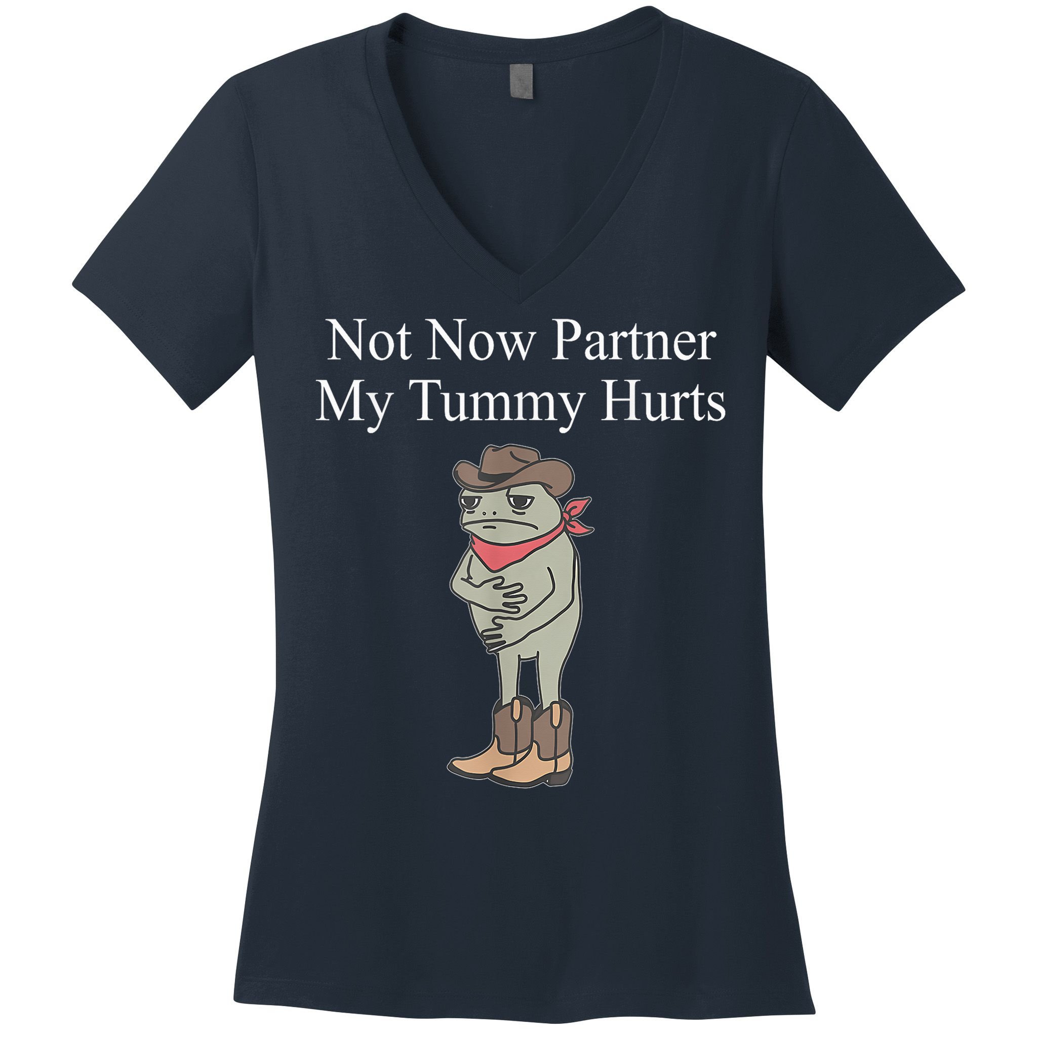 Not Now Partner My Tummy Hurts Design Women's V-Neck T-Shirt