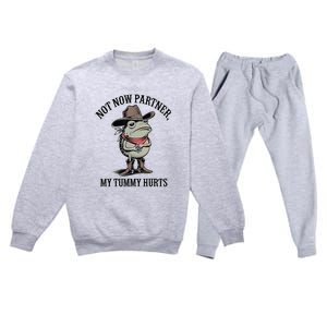 Not Now Partner My Tummy Hurts Design Premium Crewneck Sweatsuit Set