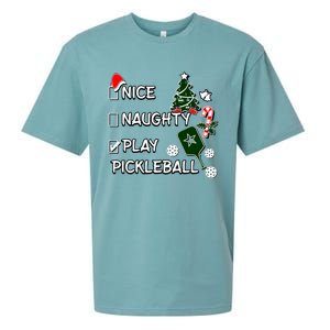 Nice Naughty Play Pickleball Christmas List Santa Claus Great Gift Sueded Cloud Jersey T-Shirt