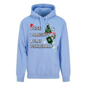 Nice Naughty Play Pickleball Christmas List Santa Claus Great Gift Unisex Surf Hoodie