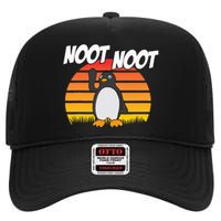 Noot Noot Penguin Vintage Gift High Crown Mesh Back Trucker Hat