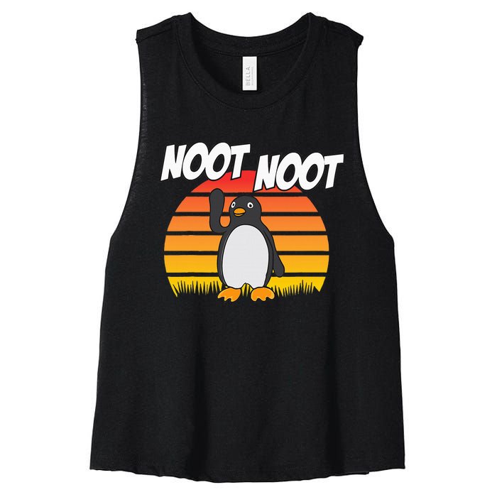 Noot Noot Penguin Vintage Gift Women's Racerback Cropped Tank