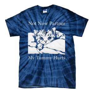 Not Now Partner My Tummy Hurts Funny Cat Design Cat Lovers Tie-Dye T-Shirt