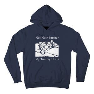 Not Now Partner My Tummy Hurts Funny Cat Design Cat Lovers Tall Hoodie