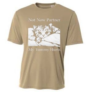 Not Now Partner My Tummy Hurts Funny Cat Design Cat Lovers Cooling Performance Crew T-Shirt